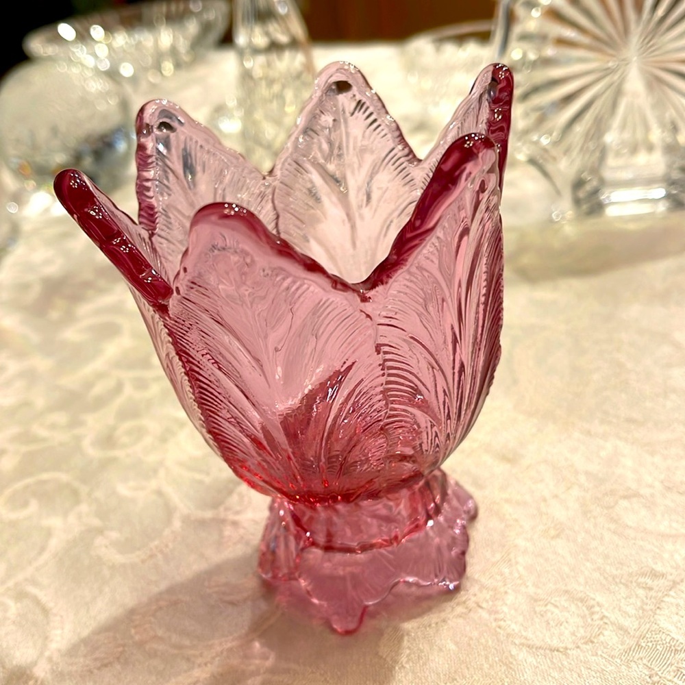 Vintage Fenton Glass Tulip Reversible Taper Votive Candle Holder